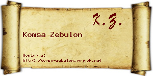 Komsa Zebulon névjegykártya